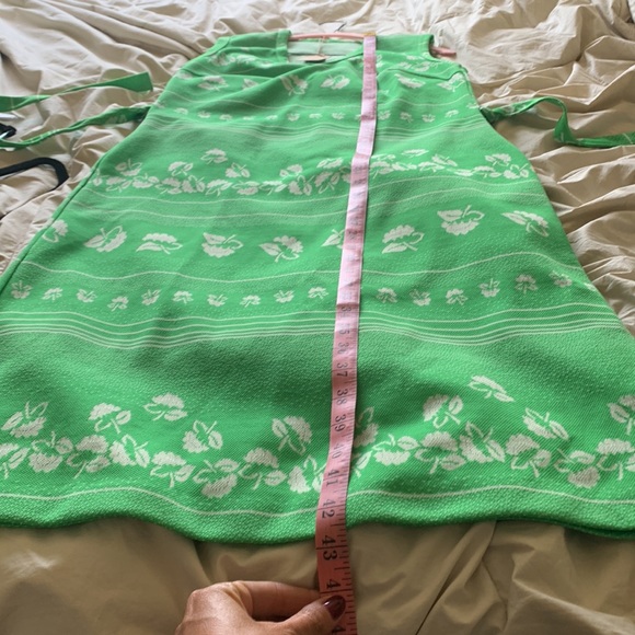 Super cute green flower vintage 70s tank top dress with belt - Picture 16 of 17